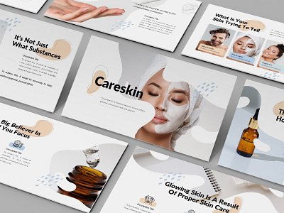 CareSkin - Beauty Powerpoint Template business presentation clean cosmetic cosmetology fresh investor lookbook minimal natural pastel powerpoint template presentation simple woman