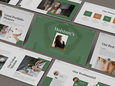 Moisture's - Skincare Powerpoint Template beautiful beauty business presentation cosmetics cosmetology cream face facial fresh lookbook organic pastel powerpoint template presentation simple