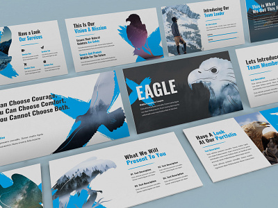 Eagle - Wildlife Powerpoint Template american bird business presentation falcon freedom hawk lookbook minimal nature pilot pitchdeck power powerpoint template presentation wing