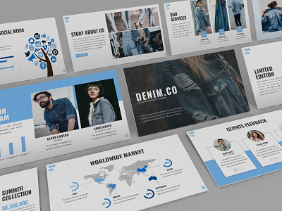 Denim - Fashion Powerpoint Template business presentation design finance investor keynote keynote template lookbook powerpoint template presentation simple