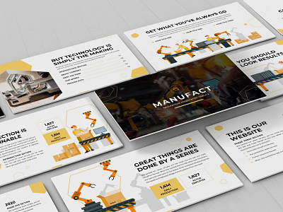 Manufact – Factory Presentation Template business presentation clean company factory keynote template minimal pitchdeck powerpoint template presentation proposal simple slides yellow