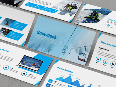 Snowdeck - Snow Park Presentation Template abstract acyion blue business presentation cool extreme ice innovation orange picthdeck powerpoint template presentation simple slides snowboarding snowfall teal travel weather winter