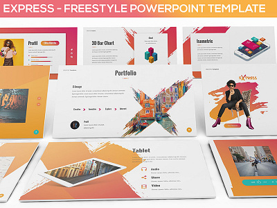 Express - Freestyle Presentation Template abstract business presentation fashion investor keynote minimal pitchdeck powerpoint template presentation proposal slides young