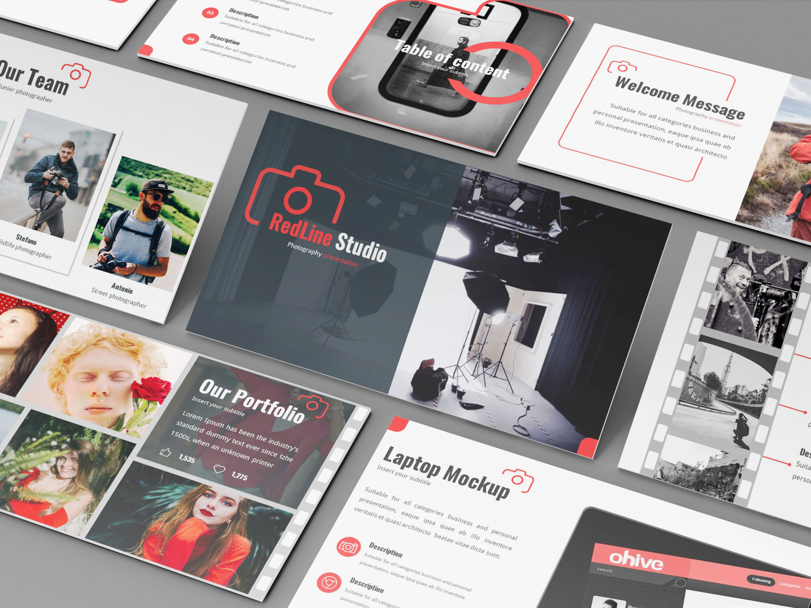 Redline - Photography Powerpoint Template by SlideFactory on Dribbble