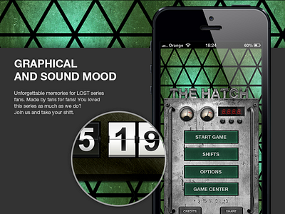 The Lost Hatch app close up dark game iphone lost menu mobie mood presentation