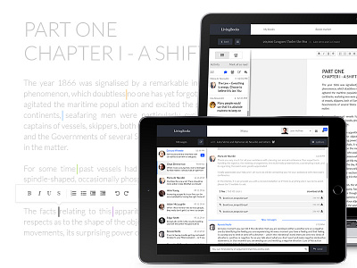 LivingBooks pt.2 app chat clean edditor elegant professional responsive text ui ux web