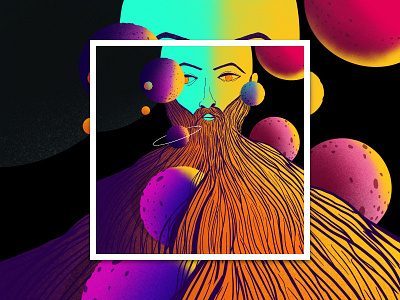 Self potrait #3 bearded bearded man digital art digital illustration illustration illustration art illustration design illustrations planets procreate procreate art space