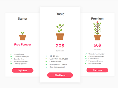 Pricing page illustration packages pricing trial ui ux web webdesign