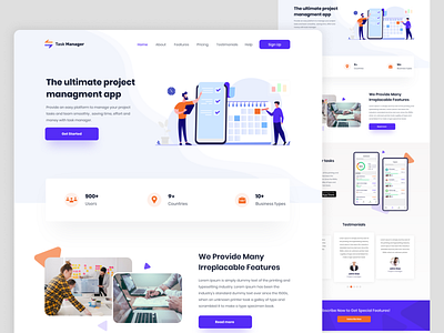 Task management landing page design