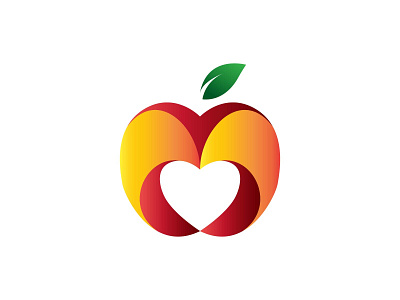 Apple lover app apple fruit health icon logo love organic red