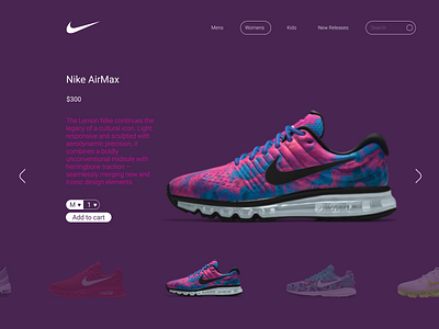 Nike Webpage Purple product design purple sneakers uiuxdesign webdesign