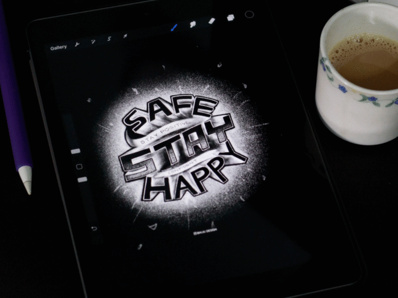 Typography_Stay_Safe applepencil branding corona coronavirus covid 19 design icon illustration illustrator ipad tea typography web
