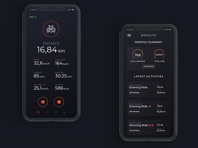 Cycling app app cycling dark design fitness gradient ui ux
