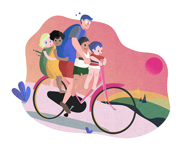 A family on the bicycle