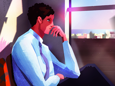 The Man On The Train character illustration lighting