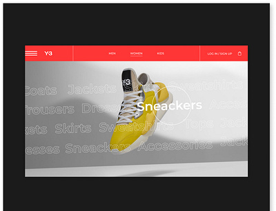 Y-3 website main screen concept branding design shopdesign ui web webdesign