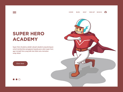 super hero academy academy hero illustration illustrator landing page minimalist modern vector