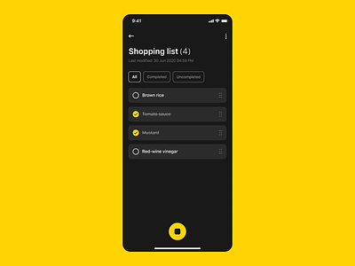 Shopping List - App animation app dark ui data design drag and drop interaction interface microinteraction product product design tick ui ux voice voice assistant