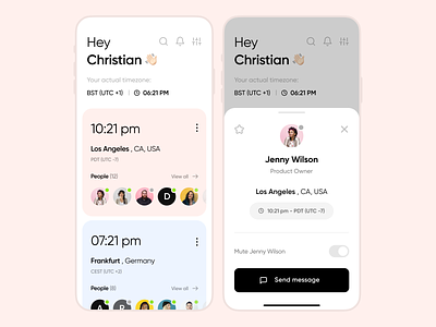 Time Zones Management | App app converter interface ios minimalistic mobile product product design productivity remote remote work time timezone ui ux