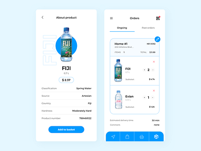 Drop - Water delivery app app blue bottle clean delivery design drop minimal ui ux water white