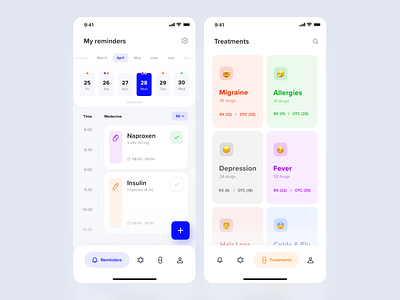 Medicine Reminder App Concept activity calendar doctor drugs emoji health healthcare interface ios medecine patient pharmacology pills reminder reminder app reminders treatment ui ux