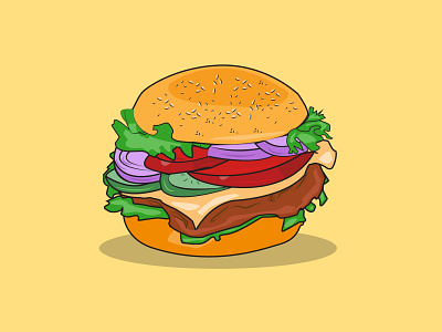 Burger Illustration | Flat vector animation branding burgers design flat design food illustration icons illustration minimal outline simple vector vector art web
