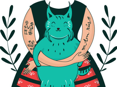 Punny Lynx cat illustration lynx romania turquoise