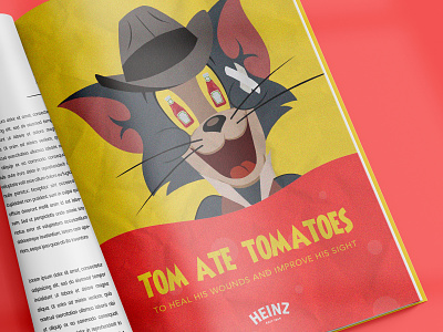 Tom ate tomatoes - 20's artwork brand branding campain caricature cartoon cat design designoftheday digitalart direction heinz illustration ketchup magazine red tom tomandjerry tv vector