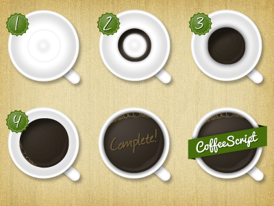 Coffeescript Badges badges brown coffee coffeescript cup game green mug wood
