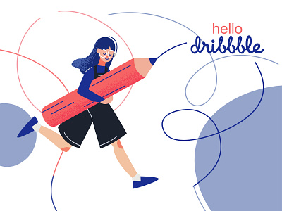hello dribbble! girl character girl gang girlillustration hello dribbble hellodribbble illustration pencil poster vector vectorart vectorillustration