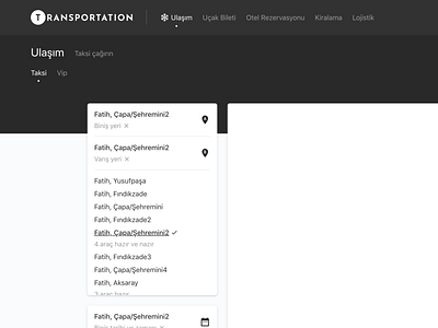 Transportation - Selectbox location selectbox