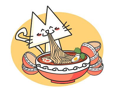 noodle-cat design illustration