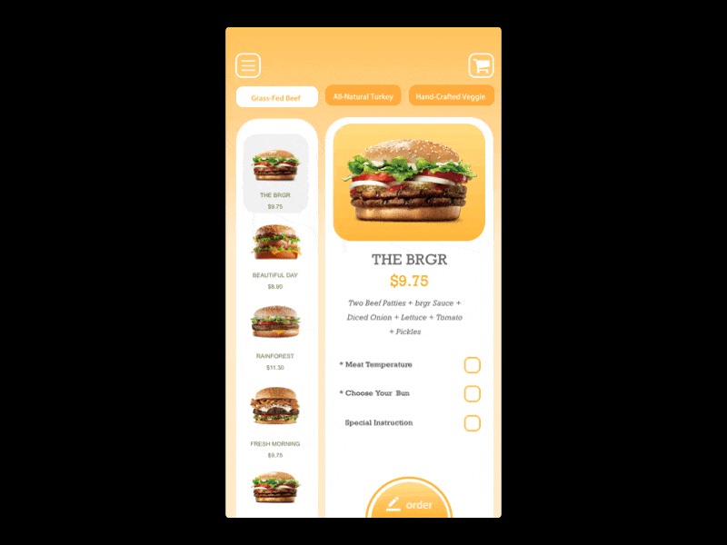 interaction design for fast food app animation app design interaction design