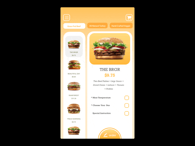 interaction design for fast food app