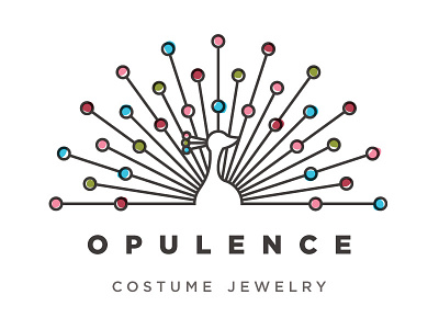 Opulence circular jewelry line art logo peacock