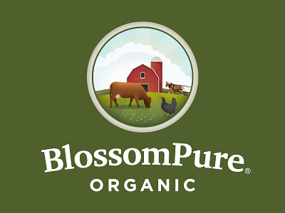 Blossompure Organic animals barn farm illustration organic