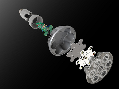 Cree Exploded Led 3d 3d modeling b2b exploded view industrial product rendering