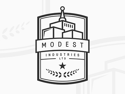 Modest Industries Ltd. badge banner branding buildings identity industries logo ltd modest modest industries peace star