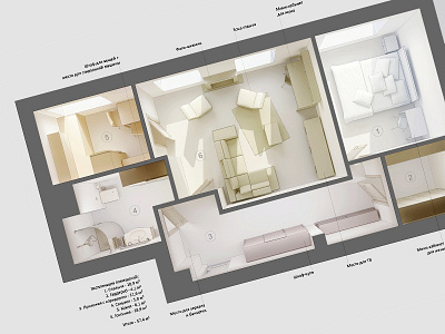 Аpartment plan 3d apartment interior plan v ray