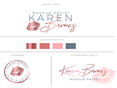 Karen Barnes Makeup Artist Logo Design brand identity branding branding design design glamour illustration logo luxury brand luxury logo