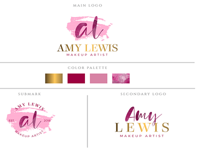 Amy Lewis Makeup Artist Logo Design brand identity branding branding design design glamour luxury brand luxury logo watercolour watercolour logo