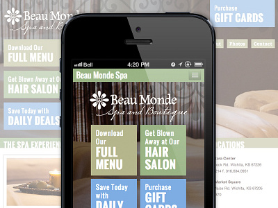 Beau Monde Spa Mobile boutique css3 design html html5 iphone mobile responsive spa web website