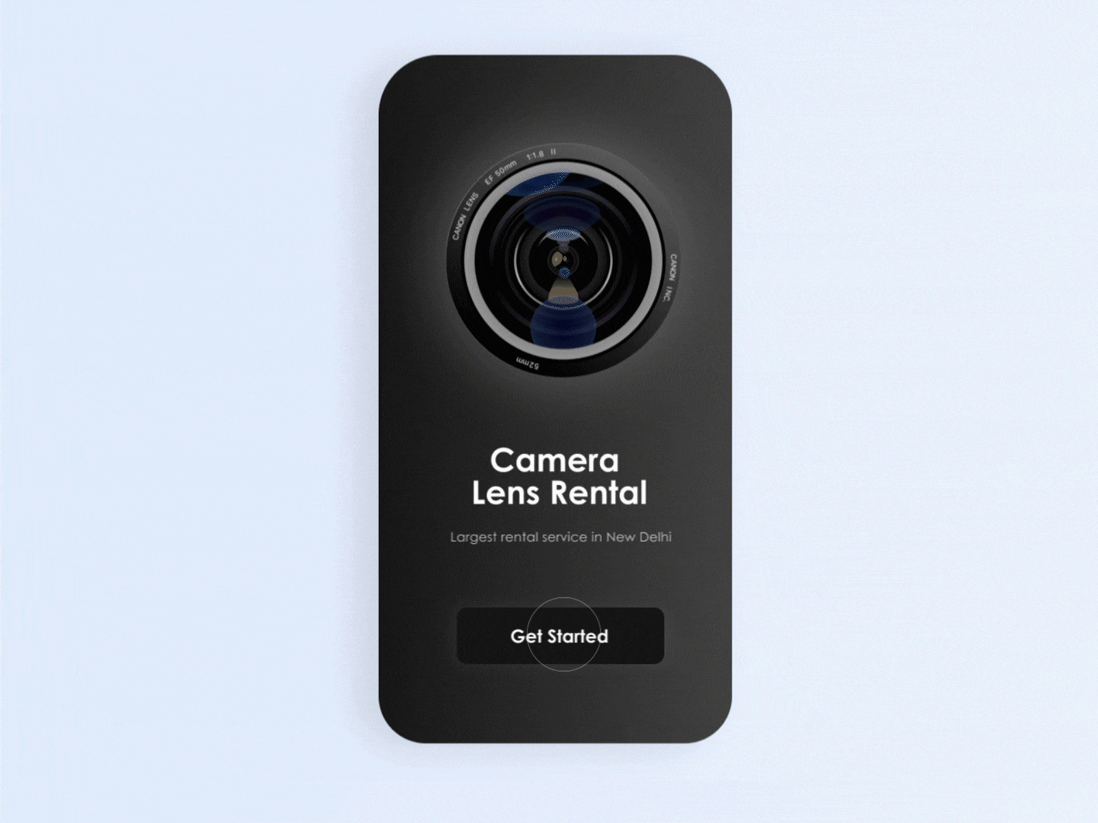 UI : Camera Lens Rental App animation app design branding design gif interaction design minimal motion design screen design ui user experience user interface ux web