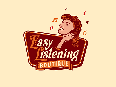 Easy Listening Boutique Logo easy listening boutique emblem girl growcase jazz logo logo design logotype record label sign