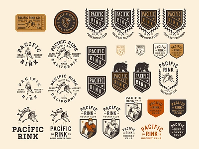 Pacific Rink - Winter 21/22 Collection (3/3 Full Spread) badge brand identity branding crest design emblem growcase hockey identity illustration logo logo design logotype pacific rink pond hockey club