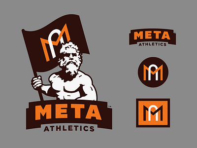Meta Athletics flag forefathers growcase identity logo logo design meta athletics monogram neptune poseidon typography