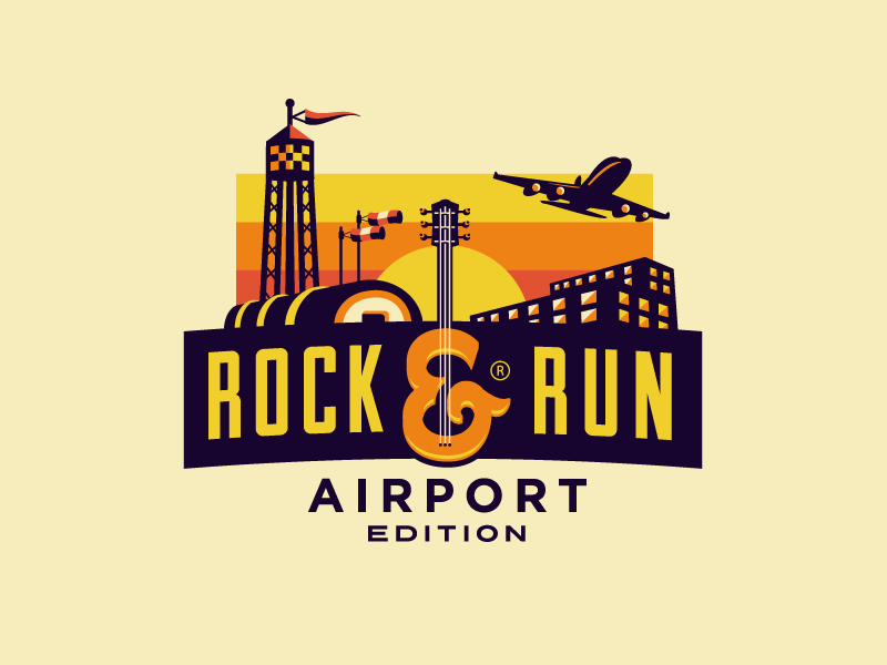 Rock & Run - Airport Edition crossangels rock run marathon run branding logo design logo growcase airport plane