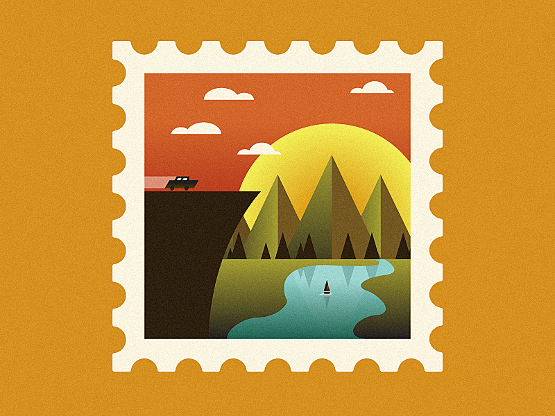 Stamp (Album Artwork Draft) growcase cover art album art record artwork nature boat car illustration postage stamp