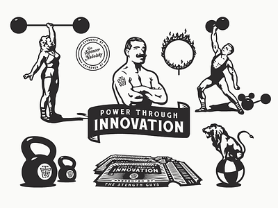 The Strength Guys - Program Illustrations circus dan gretta forefathers growcase kettlebell lion old world power through innovation the strength guys ticket tsg weights