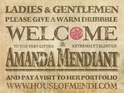 Welcome Amanda amanda draft mendi mendiant welcome